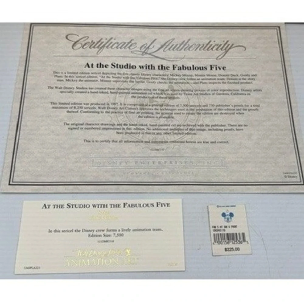 Disney At the Studio with the Fabulous Five Limited Edition Sericel Framed COA - Picture 7 of 8